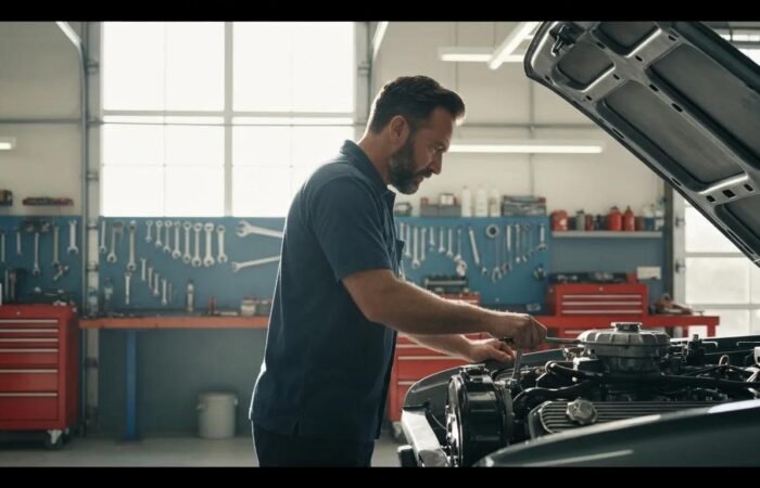 445282f7-674c-4c15-b1c3-12553bb5e23f.webp Skilled mechanic meticulously working on a vehicle's engine in a professional Fort Lauderdale auto repair facility