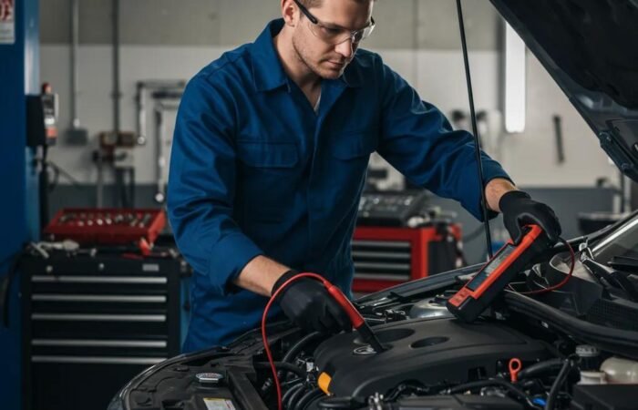 5abb4564-ac0f-416a-98fc-3ab26cd050d5.webp Mechanic examining car engine with diagnostic tools for optimal performance