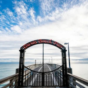 Dania Beach FL pier entrance overlooking the Atlantic Ocean
