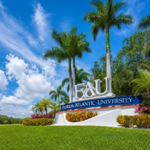 Florida Atlantic University campus entrance in Davie FL