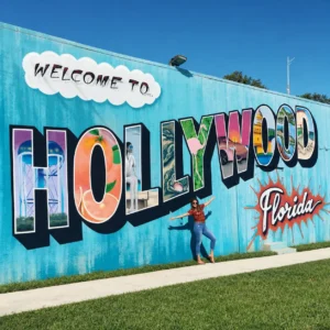 Hollywood Florida welcome mural and colorful public art