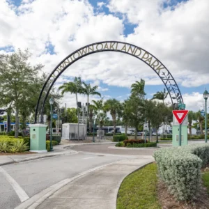 Downtown entrance and landmark arch in Oakland Park FL